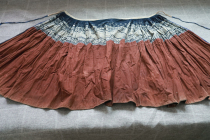 Miao handicrafts Miao embroidery pieces old batik skirt fabric pleated skirt Miao Persimmon red skirt B401