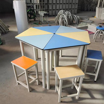 Student Training Table Coaching Fine Arts Class Combined Splicing Painting Anti-Double Triangles Table View Steel Frame Trapezoidal Table