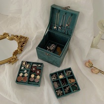 Multi-layer Plaid multifunctional bracelet earring necklace storage box European retro style Jewelry earrings female first jewelry box