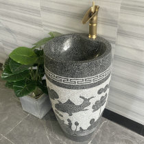 Marble floor standing column basin natural raw stone sink courtyard outdoor stone trough childrens special whole stone customization