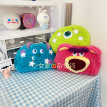Monster University Power Company Sullivan Mao Monster One-Eyed Strawberry Bear Plush Large Capacity Pen Storage Cosmetic Bag