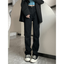 Matsumoto funeral black jeans women high waist 2021 Spring and Autumn new pipe pants Korean version of Joker straight pants tide