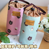 Korean floral waterproof cup sleeve strap can cross body universal thermos cup sleeve kettle protective cover Cup cover tote bag
