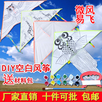 Make kite diy material bag childrens blank painting graffiti hand-painted coloring handmade homemade white coloring