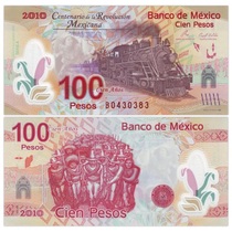 The new UNC Mexico 100 Peso Commemorative Banknote 100th Anniversary of the Revolution Plastic Banknote 2007 P-128
