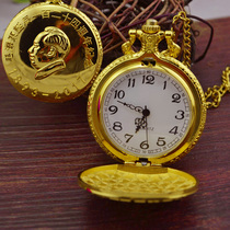 Nostalgic Chairman Mao Pocket Watch Anniversary Clamshell Mao Zedong image Vintage Necklace Watch Memorial Gold Watch Quartz