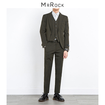 Suit mens suit slim Korean business dress three-piece British style groom wedding suit leisure trend