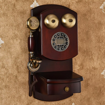 Retro wall-mounted telephone wall-mounted household antique telephone Wall-mounted European creative old-fashioned turntable wireless card