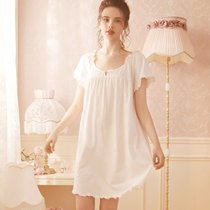 RoseTree Day Ensemble Sleeping Dress Woman Summer Slim Short Sleeves Small Sexy Princess Pyjamas Sleeping Dress Cute Sweet And White Pyjamas