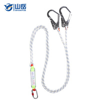High-altitude operation safety rope rock climbing anti-fall buffer rope potential energy absorption double hook rope mountaineering protection