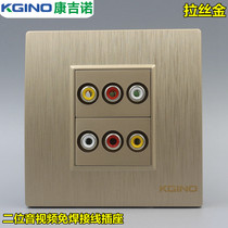 Type 86 champagne wire gold audio and video socket AV three holes Lotus audio and video panel multimedia wall panel