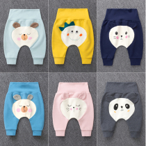 Baby large pp pants spring autumn thin section High waist and belly care baby boy pure cotton fart pants Harun beat bottom pants