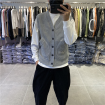 2021 autumn new mens knit vest Tide brand sleeveless waistcoat multi-pocket fashion wild coat