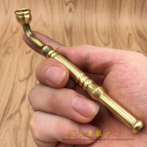 Mini brass cigarette rod a mouthful of fragrant men's straight pipe pure copper traditional metal cigarette bag pot tobacco dry cigarette rod