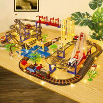 Little train toy rail car kids puzzle multi-purpose assembly electric high speed rail train car boy set