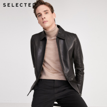 SELECTED SLADE MENS SHEEPSKIN LAPEL BUSINESS CASUAL LEATHER JACKET S) 420110513