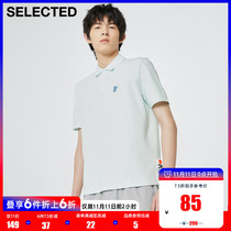 SELECTED silade summer new IP joint name fashion embroidery lapel short sleeve T-shirt men S)421206054