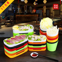 Melamine imitation porcelain tableware rectangular hot pot barbecue restaurant special side dish cafeteria commercial selection display plate