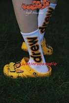Exclusive limited time single double DrewHOUSE big smiley face socks spot Bieber same pure cotton mid-tube socks
