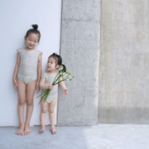 Lovinyanna cotton green floral swimsuit Girls swimsuit Childrens halter one-piece swimsuit 2021 summer new