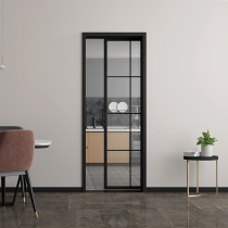 Opa Europone wooden door black frame household external sliding door hollow glass bathroom door Titanium magnesium alloy Nomei