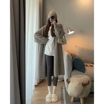 Maternity wear autumn and winter outer wear mid-length knitted cardigan Internet celebrity fashion lazy style loose long-sleeved sweater coat trendy