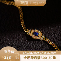 Colosseum original design retro court high sense of thickness and exquisite niche lapis lazuli sterling silver bracelet woman