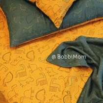 Bobi home custom double gauze four-piece cotton yarn cloth custom boy bed sheet duvet cover sheet pillowcase ~ Dinosaur