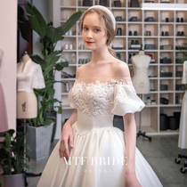 Mantingfang (day time)satin main wedding dress 2021 new one-shoulder French high-class sense of small summer