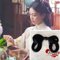 New Hanfu costume styling wig Jade Building Spring head integrated Bow wig double ring hair bun hair bag