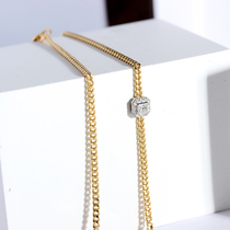Chennuo Jewelry 18K Gold Diamond Necklace Side Chain chocker Cord Princess Diamond Necklace Cuban Chain