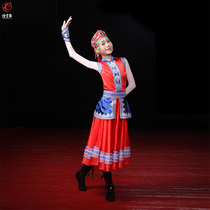 Smoke cloud dance Mongolian womens dance suit big red spell royal blue national dress stage performance suit training suit