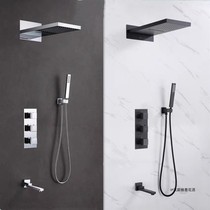Hansgeya concealed wall shower set gun gray silver thermostatic full copper shower hot and cold faucet