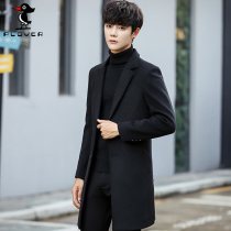 Woodpecker 2021 New woolen coat mens business coat long Korean trend handsome windbreaker Nizi