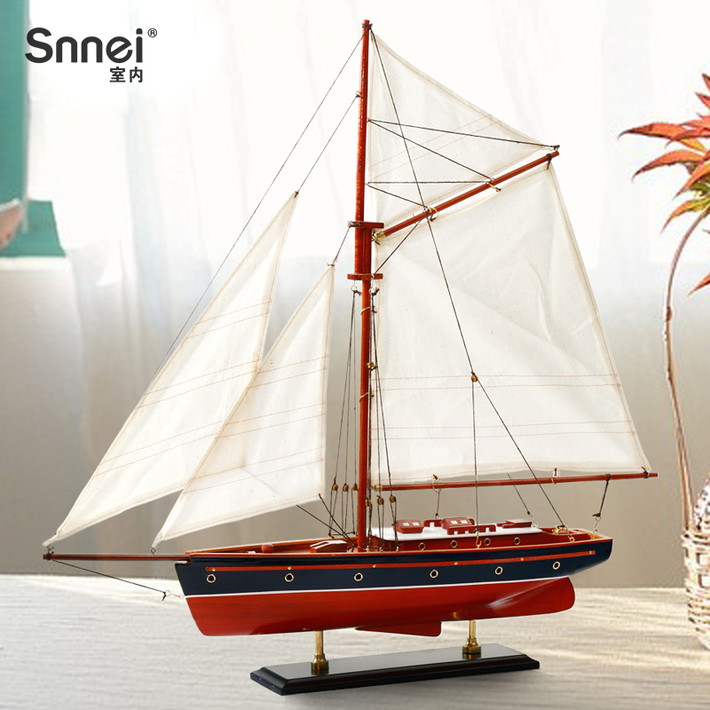 Assembly of wooden sailboat model furnishings Spanish single mast model ship office European decoration 60cm