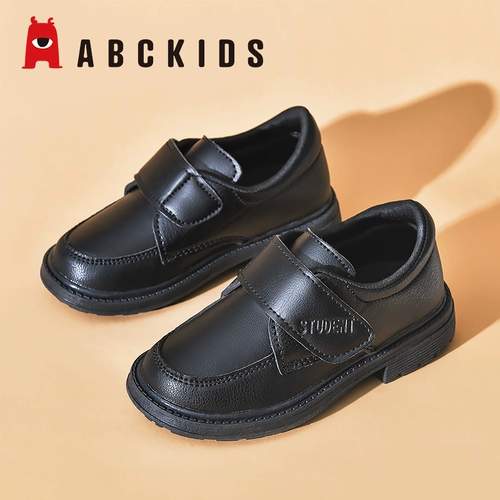 Abckids детская обувь для мальчиков для мальчиков обувь девочка Black Leather School School с маленькой черной туфли танцевальная обувь детская кожаная обувь