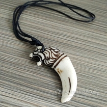 Mongolian specialty necklace pendant simulation resin dog tooth necklace jewelry accessories ethnic style retro small jewelry