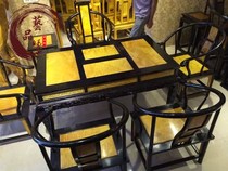Fidelity new purple sandalwood Black sandalwood big leaf gold silk Nan Chinese tea table Seven chairs Leisure table Solid wood