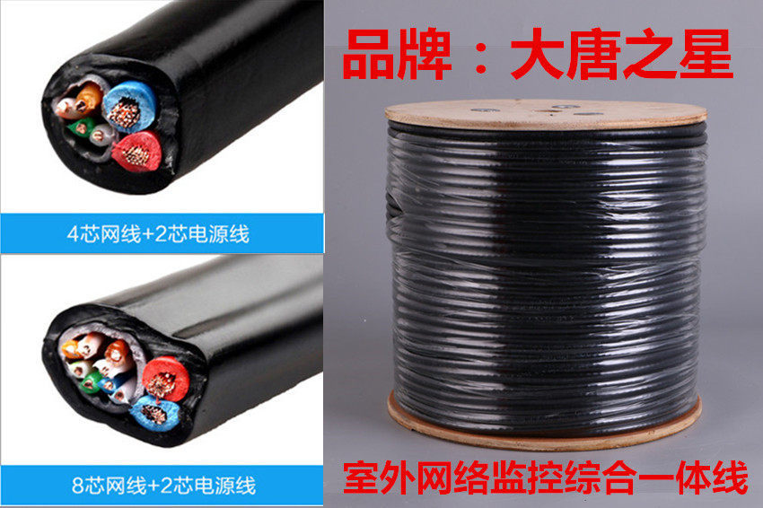 Outdoor 4-core 8-core wire with power supply network integrated monitoring composite wire pure oxygen-free copper wire
