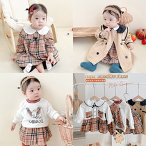 ins21 autumn Korean version of infant western style college style jacket dress Baby Western style one-piece romper suit