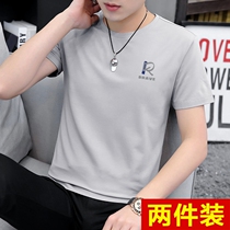 High - end pure cotton ice wire men short sleeve t shirt trend summer white mens clothes 2023 new shirt