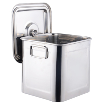 Thickened 304 stainless steel rice bucket rice cylinder) Storage bucket binaural square box with lid Stainless steel square bucket) bucket
