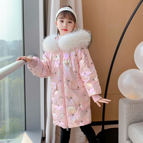 Anti-season Bala new childrens down jacket Girls  medium-long childrens clothing winter coat thickened Korean version of the foreign style