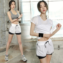 Gym sports suit womens running quick-drying professional fashion yoga suit Sexy summer loose shorts fitness suit