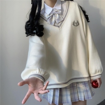  Student JK uniform female autumn and winter V-neck sweater sweater with tie shirt College style suit pleated skirt
