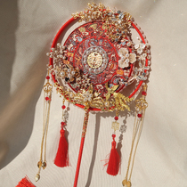 Chinese Xi fan Xiuhe group fan bride wedding ceremony fan high-end red antique finished diy material bag wedding