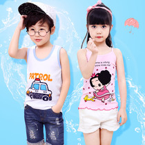  Childrens vest pure cotton bottoming shirt to wear summer boys and girls baby hurdles sleeveless summer girls small suspenders