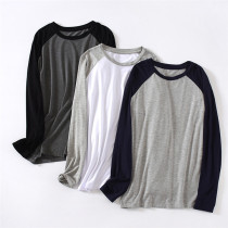 Long-sleeved pajamas mens thin mens Modal plus size tops home wear summer single piece Spring and Autumn T-shirt undershirt