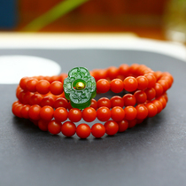 (Xiongjia jewelry) South red agate Baoshan treasure bracelet hand string bead necklace 108 hand string beads pendant