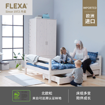  FLEXA Fleisha imported Nordic simple childrens single bed with guardrail solid wood changeable bed